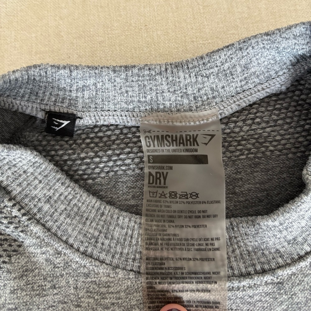 GYMSHARK Flex long sleeve crop top grey S small athletic - Picture 3 of 7
